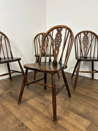 Vintage set four oak - set,