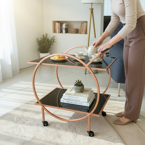 Copper tier drinks trolley - copper,