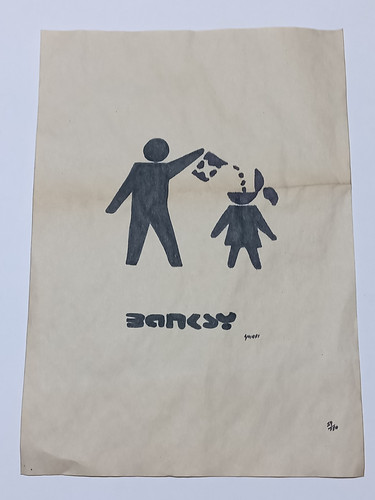 Banksksy drawing paper - drawing, on