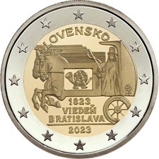 Slovakia 2 Euro Commemorative Coin 2023 - Horse-Drown Express. Uncirculated.