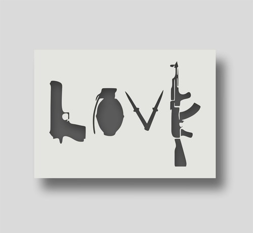 Banksy love weapon stencil - banksy,