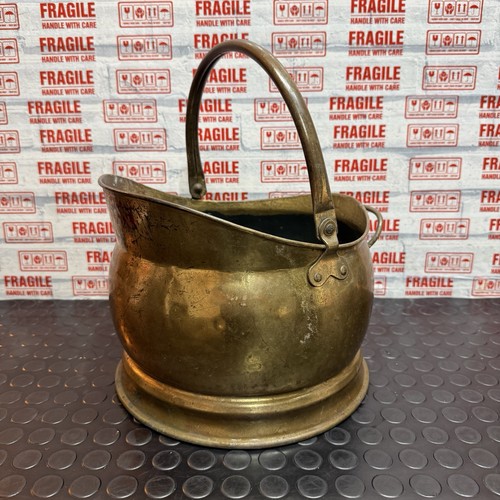 Vintage brass coal - coal, scuttle