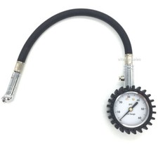 Track Day Tyre Pressure Gauge Accurate 0-60psi Air Bleed 360 Chuck + Free Caps