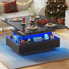 Coffee Table with Lift Top,High Glossy 4-in-1 Extendable Coffee Table with LED L