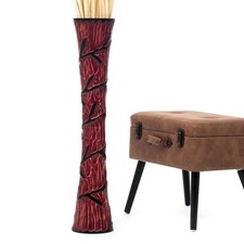 Leewadee Large Red Wood Floor Vase - Tall Decorative Home Decor Vase
