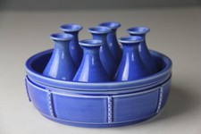 IMPERIAL WARE STYLE SKY BLUE GLAZED CONJOINED TULIP VASE