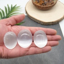 Selenite Palmstone White Crystal Worry Stone Healing Polished Natural 4-5cm x 1