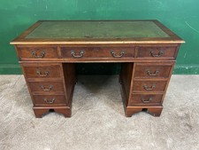 Vintage 8 Drawer Twin Double Pedestal Desk