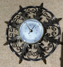 Vintage Smiths Shortland SB Barometer Metal Feather Leaf Design Made In England 