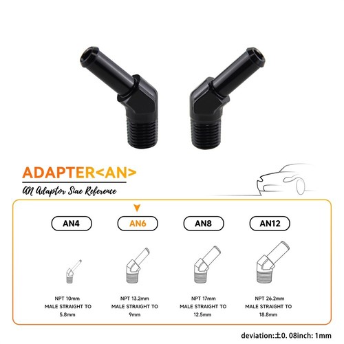 2pcs aluminum an6 npt male - 2pcs,