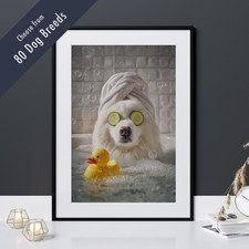 Funny Dog in Bath Print –