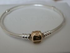BN GENUINE PANDORA 14K GOLD CLASP & SS MOMENTS BRACELET 21CMS-590702HG-21