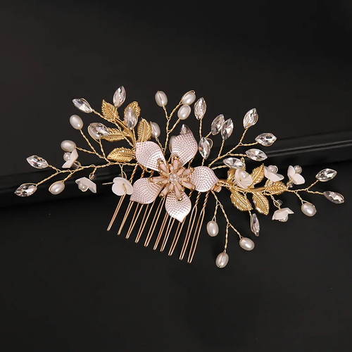 Bridal pearl flower - bridal, comb