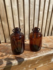 2 Vintage Brown Glass