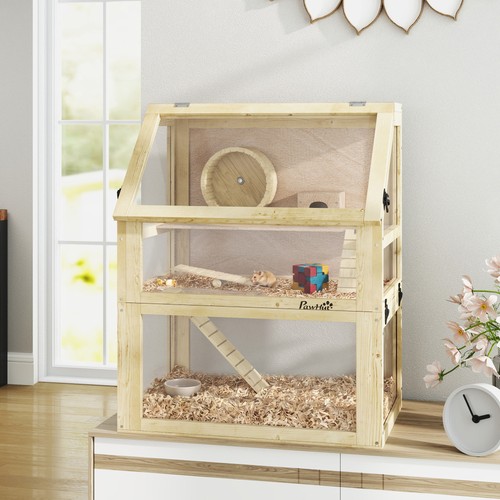 Pawhut wooden hamster - wooden, cage