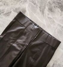 Marks & Spencer Leather Look High Waisted Leggings - Size 12 Short - BROWN