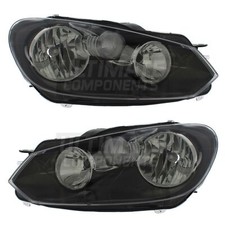 VW Golf Headlights Mk6 Hatchback 2009-2013 Black Inner Headlamps Pair Left Right