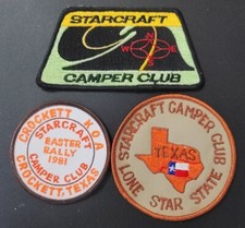 LOT 3 Vtg Patches Starcraft Camper Club Texas Lone Star 1980s Crockett