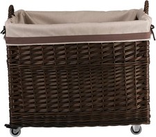 Wicker Log Basket on Wheels