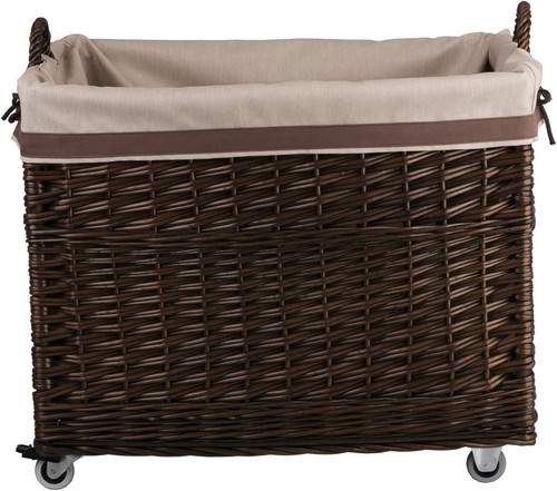 Wicker log basket wheels - basket, on