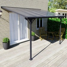 Adjustable Aluminium Wall Mounted Pergola, 8' Lean-to Gazebo, Polycarbonate Roof
