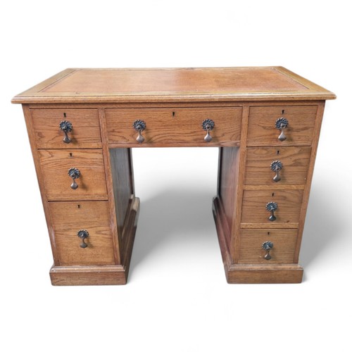Antique oak pedestal desk - antique,