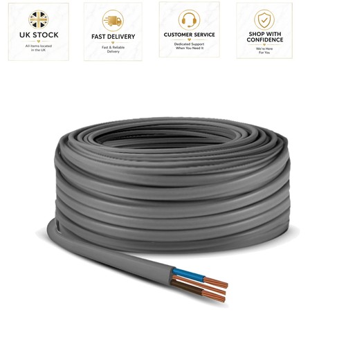 Flat grey pvc 10mm twin - 10mm, earth
