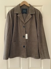 Massimo Dutti Ladies Flowing Suede Leather Blazer, Size L, Mole Brown, Bnwot