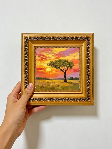 Lone tree vibrant sunset - lone,