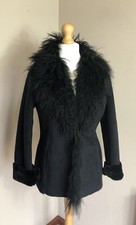 Faux Suede Real Mongolian sheepskin Fur Afghan jacket coat Penny Lane Size 14