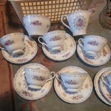 Shelley Crochet tea cup trio Vintage Beautiful Floral 20pc tea set