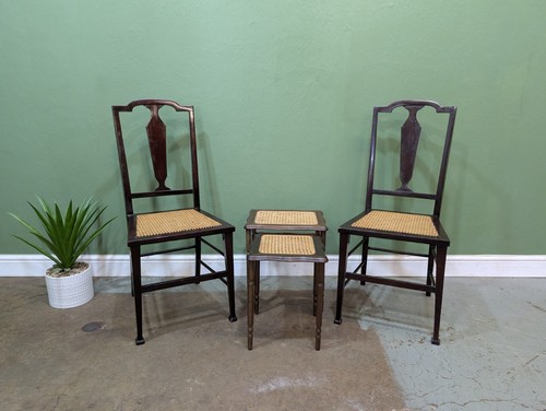 Antique edwardian cane chairs - edwardian,