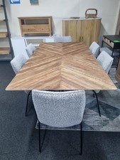 New Large Rustic Reclaimed Teak & Metal Dining Table 2.4M *Furniture Store*