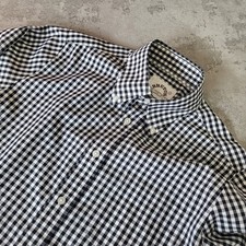 Brutus Trimfit Black White Shirt Men's Medium Short Sleeve Button Down