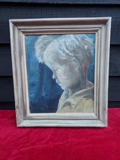 20th Century portrait painting of a boy, oil on canvas, framed, British