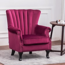 Chesterfield Velvet Wingback Tub Chair Fabric Armchair Lounge Upholstered Sofa