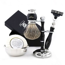 Men Shaving Set-3 Edge Razor Beard Shaving Brush Soap Bowl & Stand, Wet Shave