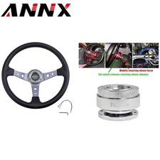345mm Deep Dished Racing Steering Wheel+Ball Quick Release Adapter Kit