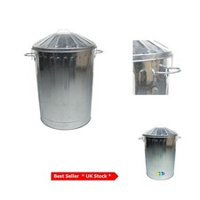 90L Galvanised Steel Bin | Kitchen Garden Metal Dustbin