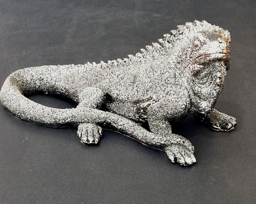 Vintage silver effect iguana - silver,