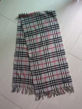 Burberry Cashmere Large Scarf Grey Check Vintage 90s 80s Size 12/58