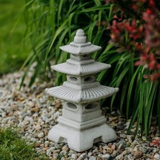 Pagoda Japanese Stone Lantern Stone Sculpture 46cm 14kg Grey White Concrete F...