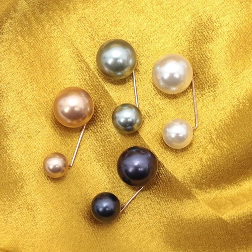 Double pearl brooch - brooch, 3pcs