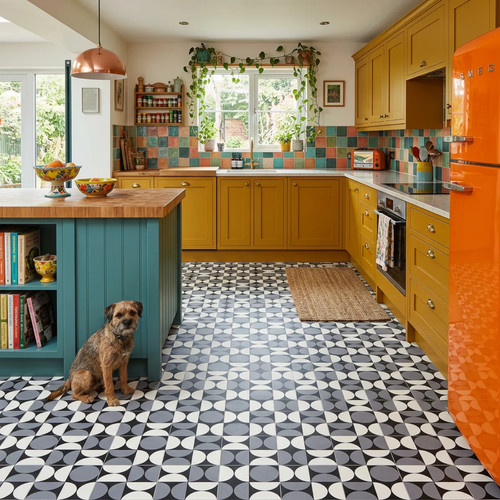 Patterned vinyl flooring - patterned, roll