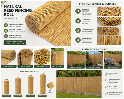 Natural reed fence - natural,
