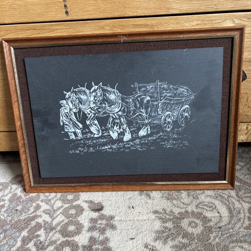 Vintage framed welsh slate - vintage,