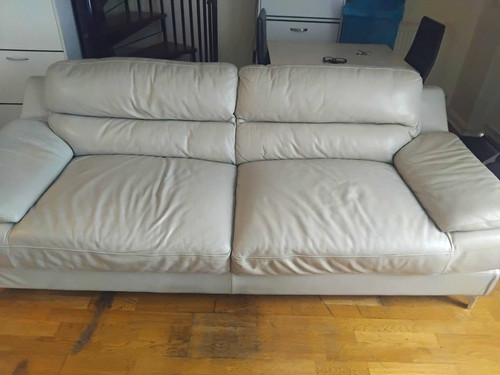Beige italian leather seater - leather,