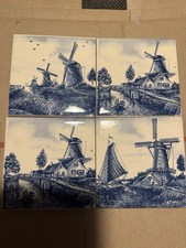 4 Delft Tiles Hand Painted