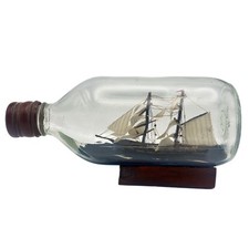 Vintage Ship in a Bottle Model Rope Stopper Nautical Decor 20cm Display Gift UK!