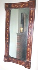 Old Dutch Marquetry Mirror 18th 19th Century Sycamore Design Inlays 14 X 29"